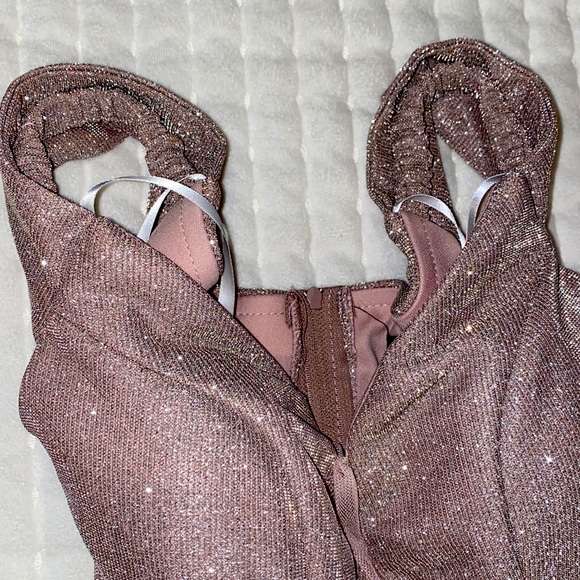 B DARLIN Beautiful Off the Shoulder Glitter Full Length Prom Dinner Party - Picture 8 of 13